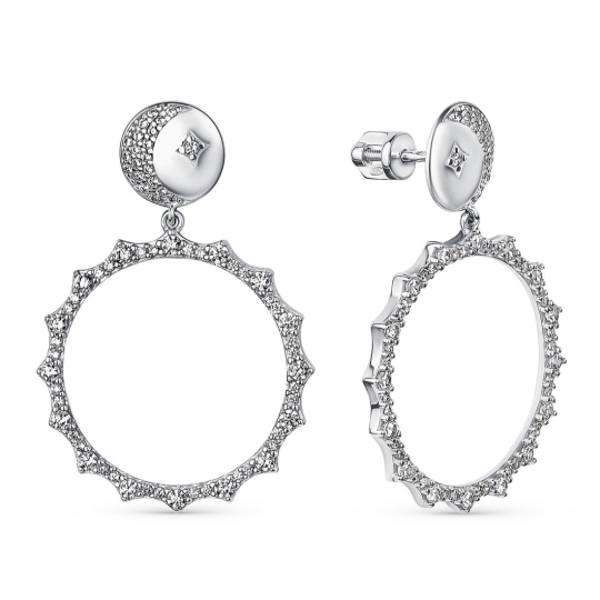 Серьги из серебра с фианитами