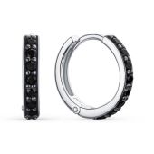 Серьги из серебра с черными фианитами