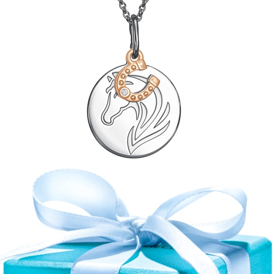 Подвеска из серебра с позолотой и фианитом 