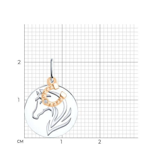 Подвеска из серебра с позолотой и фианитом 