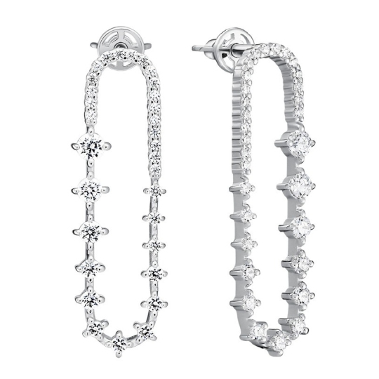 Серьги из серебра с фианитами