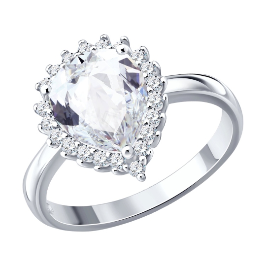 Кольцо из серебра с фианитами