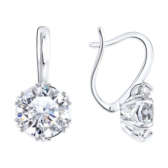 Серьги из серебра с фианитами