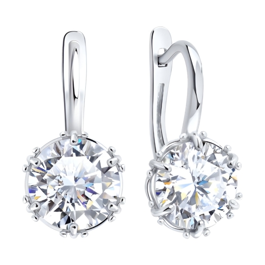 Серьги из серебра с фианитами