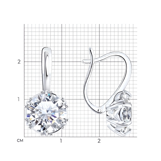 Серьги из серебра с фианитами