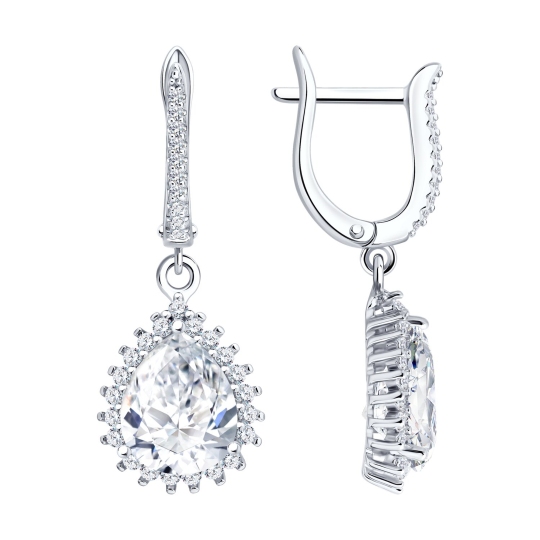 Серьги из серебра с фианитами