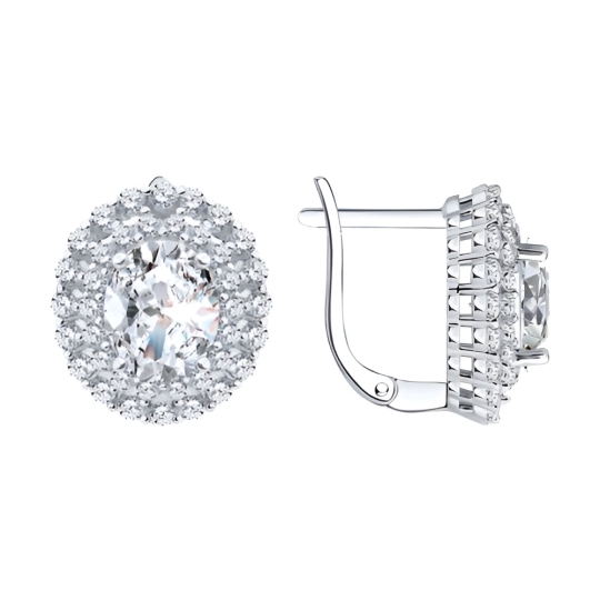 Серьги из серебра с фианитами