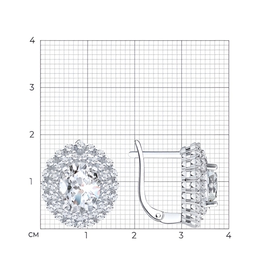 Серьги из серебра с фианитами