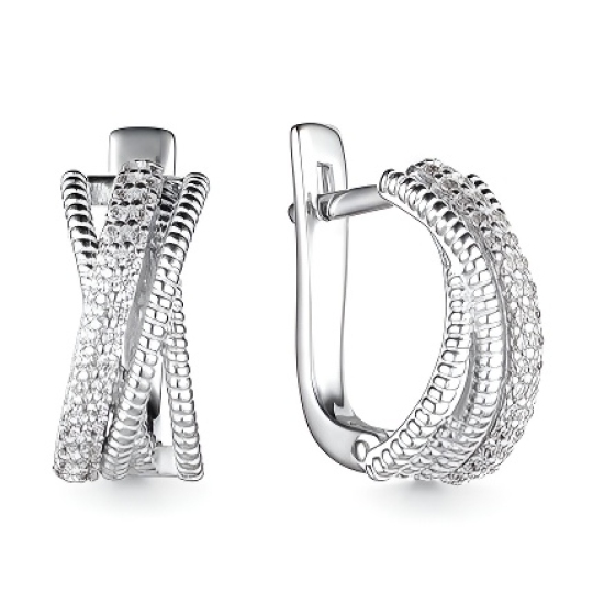Серьги из серебра с фианитами