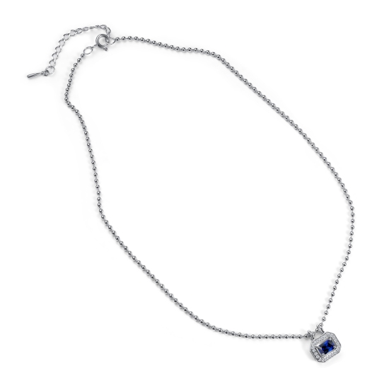 Колье из серебра с сапфиром и фианитами