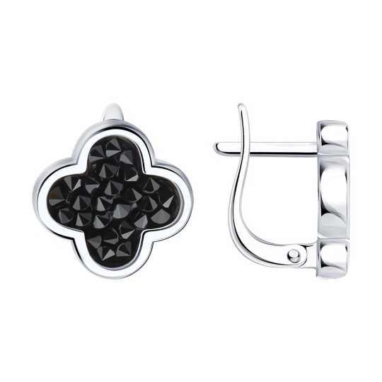 Серьги из серебра с кристальной тканью