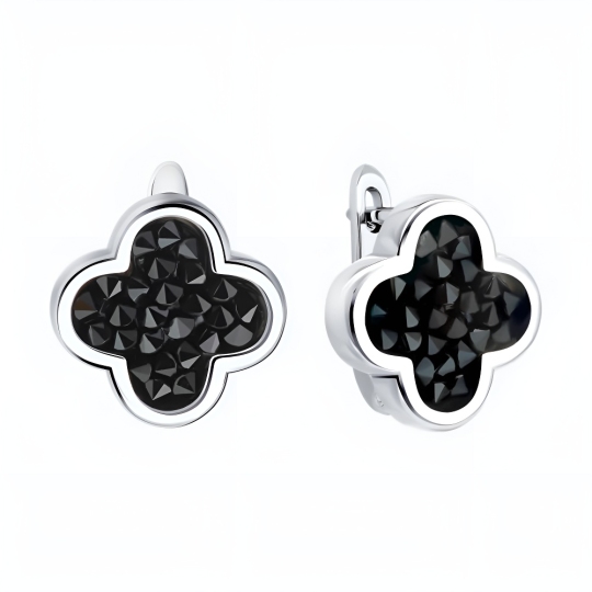 Серьги из серебра с кристальной тканью