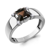 Кольцо из серебра с кварцем и фианитами