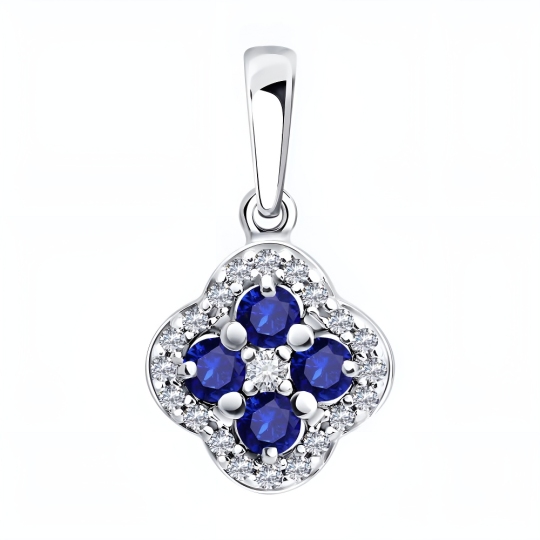 Подвеска из серебра с сапфирами и фианитами