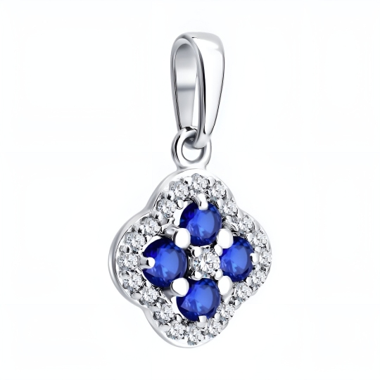 Подвеска из серебра с сапфирами и фианитами