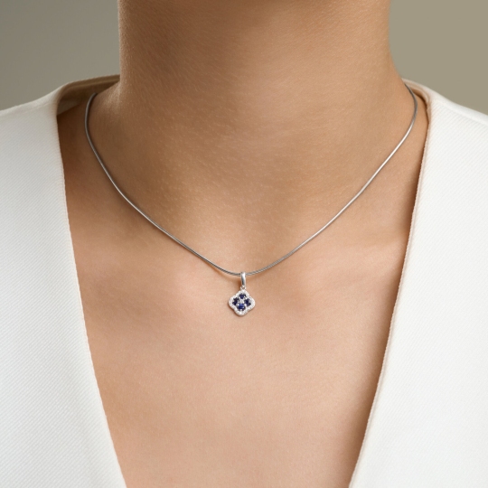 Подвеска из серебра с сапфирами и фианитами