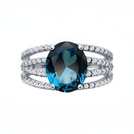 Кольцо из серебра с ситаллом и фианитами