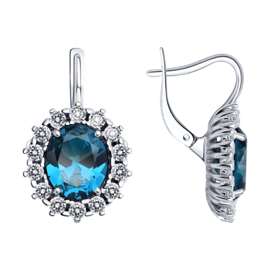 Серьги из серебра с ситаллами и фианитами