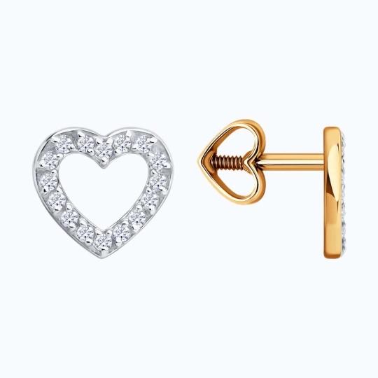 Серьги из золота с фианитами