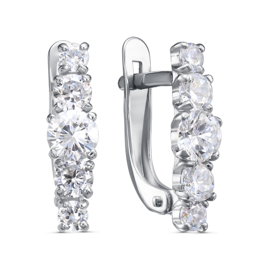 Серьги из серебра с фианитами