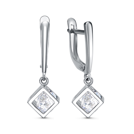 Серьги из серебра с фианитами