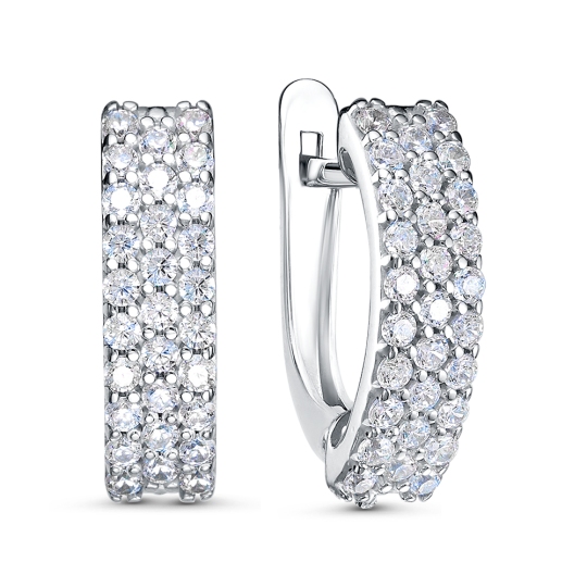 Серьги из серебра с фианитами