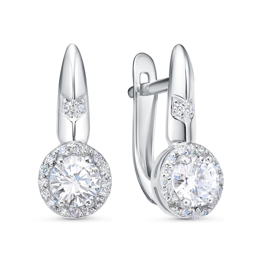 Серьги из серебра с фианитами