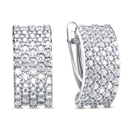 Серьги из серебра с фианитами