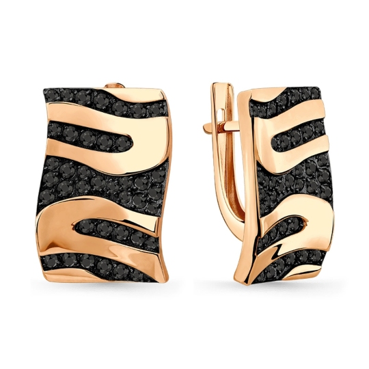 Серьги из золота с черными фианитами