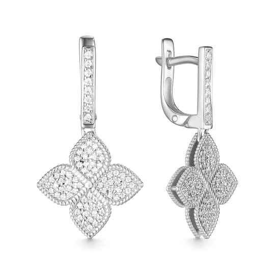 Серьги из серебра с фианитами