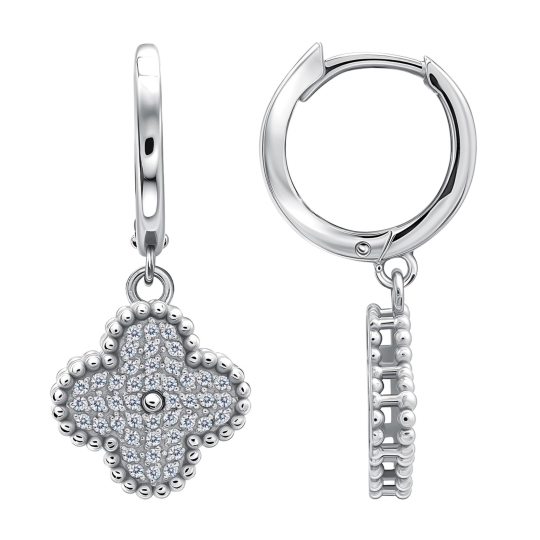 Серьги из серебра с фианитами