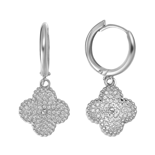 Серьги из серебра с фианитами
