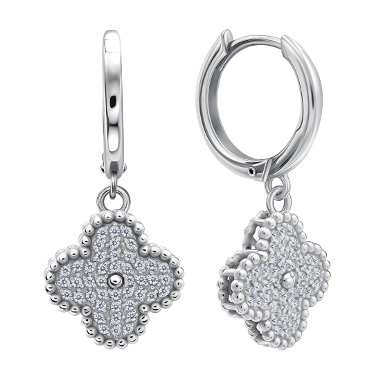 Серьги из серебра с фианитами