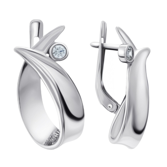 Серьги из серебра с фианитами