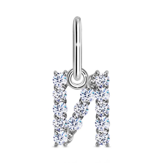 Подвеска-буква из серебра с фианитами 