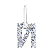 Подвеска-буква из серебра с фианитами 