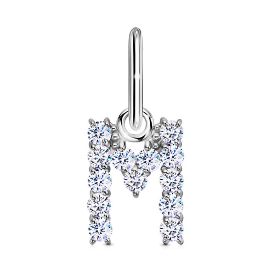 Подвеска-буква из серебра с фианитами 