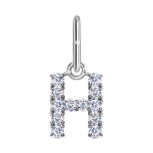 Подвеска-буква из серебра с фианитами 