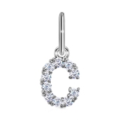 Подвеска-буква из серебра с фианитами 