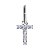 Подвеска-буква из серебра с фианитами 