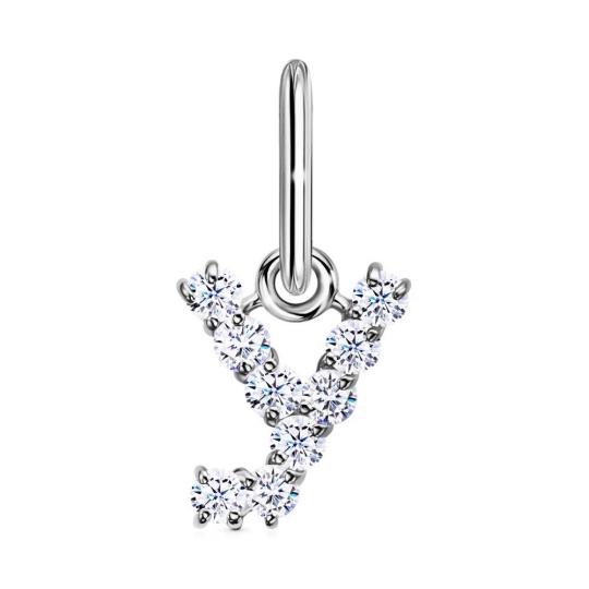 Подвеска-буква из серебра с фианитами 