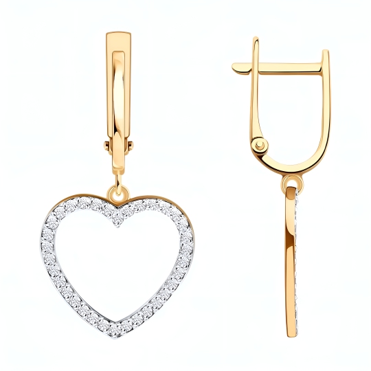 Серьги из золота с фианитами