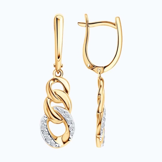 Серьги из золота с фианитами