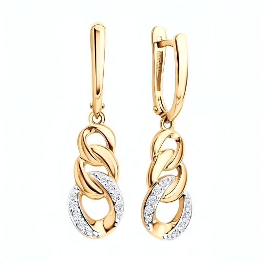 Серьги из золота с фианитами