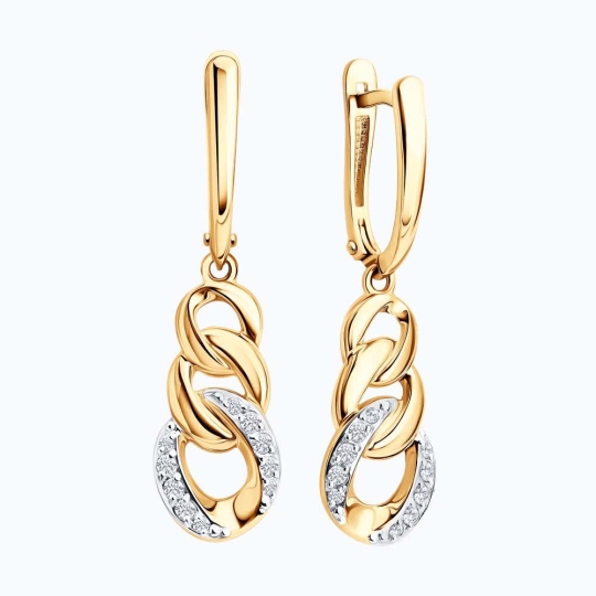 Серьги из золота с фианитами