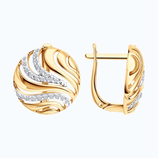 Серьги из золота с фианитами