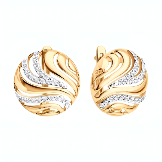 Серьги из золота с фианитами