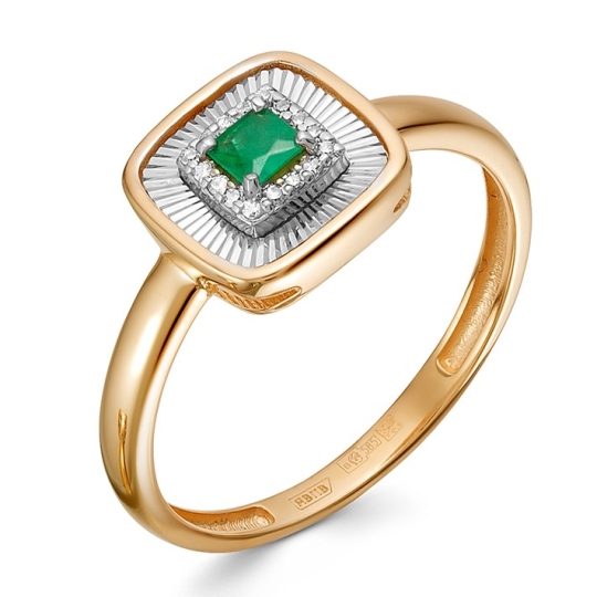 Кольцо из золота с бриллиантами и изумрудом
