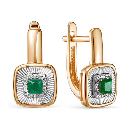 Серьги из золота с бриллиантами и изумрудами