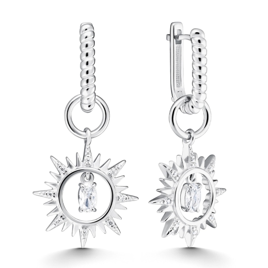 Серьги-трансформеры из серебра с фианитами